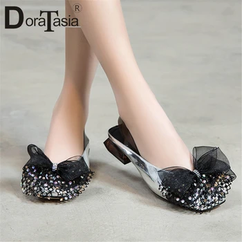 

DORATASIA 2019 New Genuine Cow Leather Shoes Sandals Butterfly Knot Sandals Women Summer Women Party Shoes Woman Size 36-40
