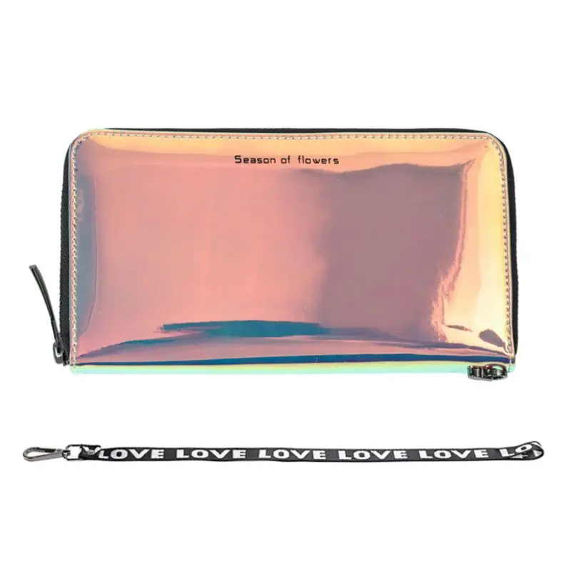 

Fashion Holographic Laser Women Leather Bifold Wallet Zipper Clutch Card Holder Purse Lady Handbag
