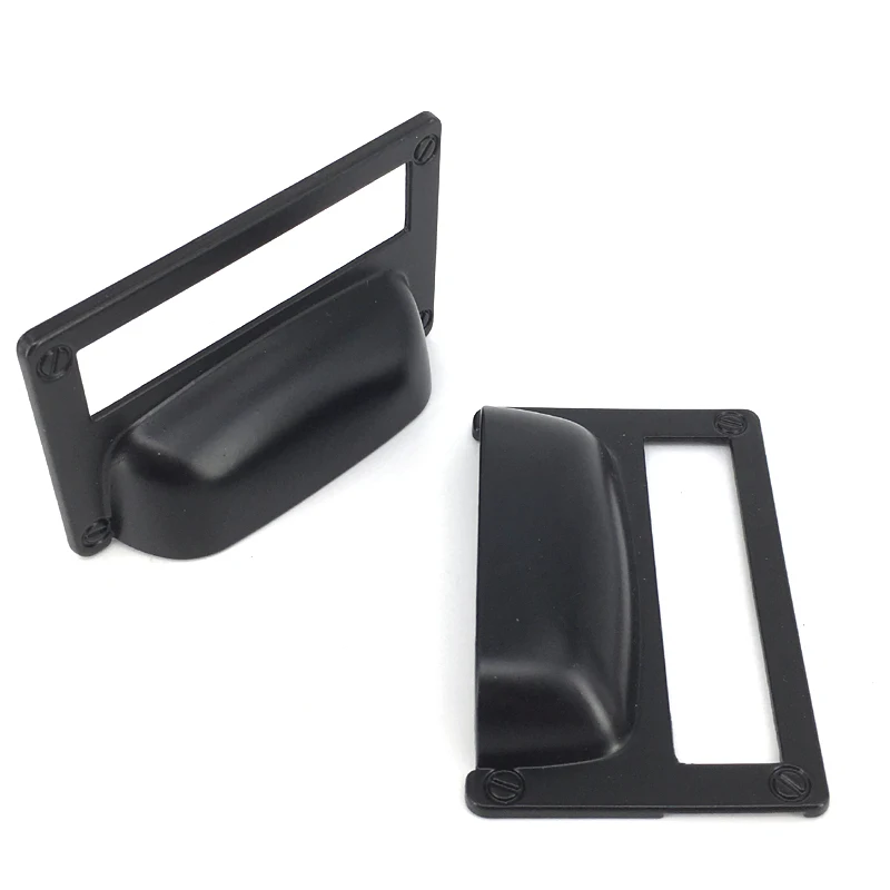

10PCS Large Size Retro Label Frame Cabinet Drawer Cup Pull Handles Tag Holder 81*52MM Black Color