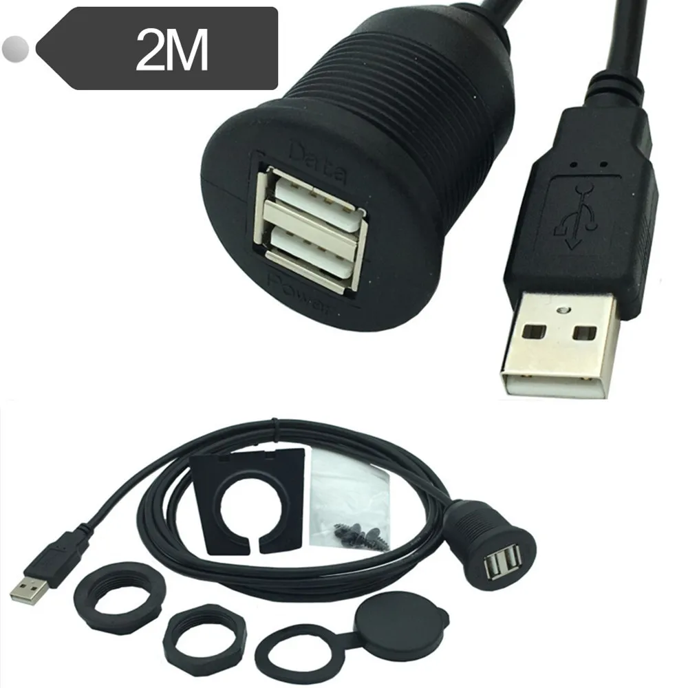

Universal Car Dashboard Flush Mount USB 2.0 Socket Extension Lead Cable 1m 2m