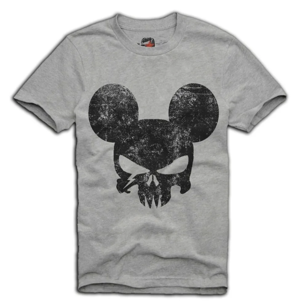 

Mickey Punisher Skull Grundge Style T-Shirt Men Tops 2019 Summer Fashion New O-Neck Tops Custom T Shirt Design