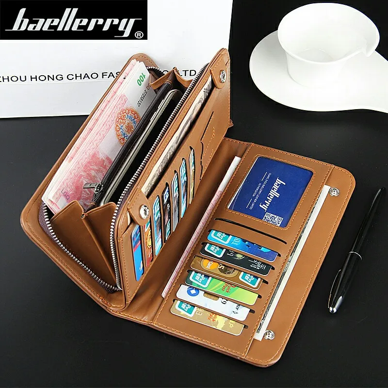 Baellerry Business Leather wallet for men card holder man's Clutch male bag Long Wallet luxury