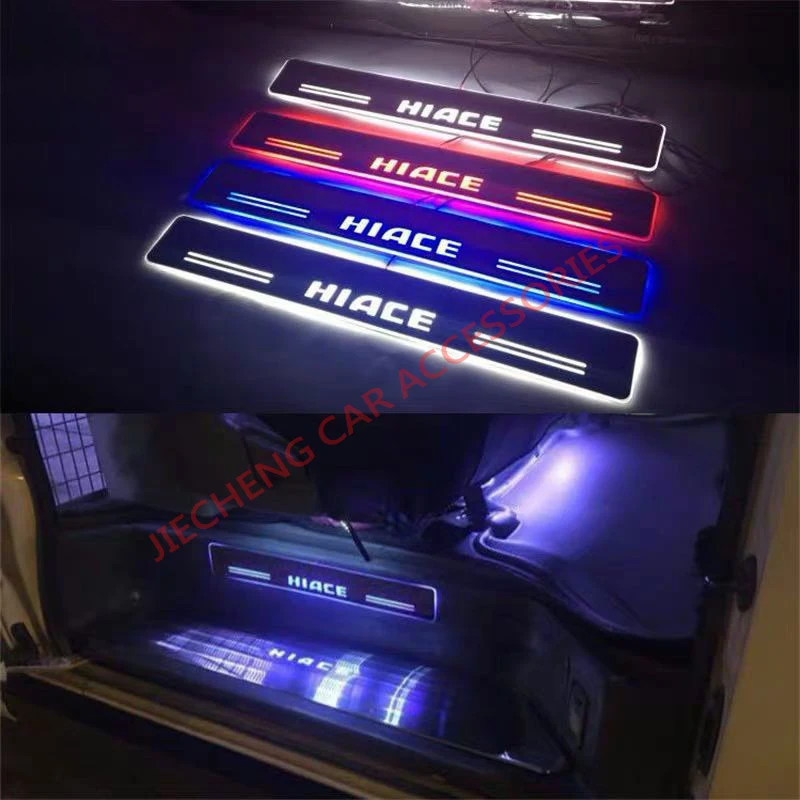 

2PCS/SET led moving running board captur door sill plates scuff LED scuff plate plate door fit for HIACE 2014-2018 CAR sill door