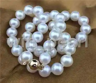 

Real Natural 9-10mm White Round Akoya Pearl Necklace AAA+