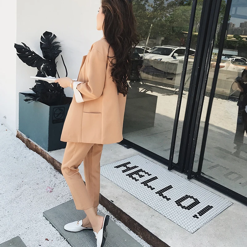 Women Pant suits suit female autumn new OL slim double-breasted Blazers suit+casual pants two-piece Women's Set Women Pant suits suit female autumn new OL slim double-breasted Blazers suit+casual pants two-piece Women's Set