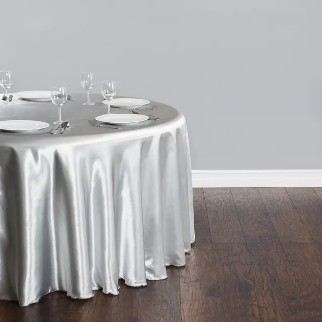 Free Shipping 10pcs Cheap Silver 90 Round Satin Table Cloth