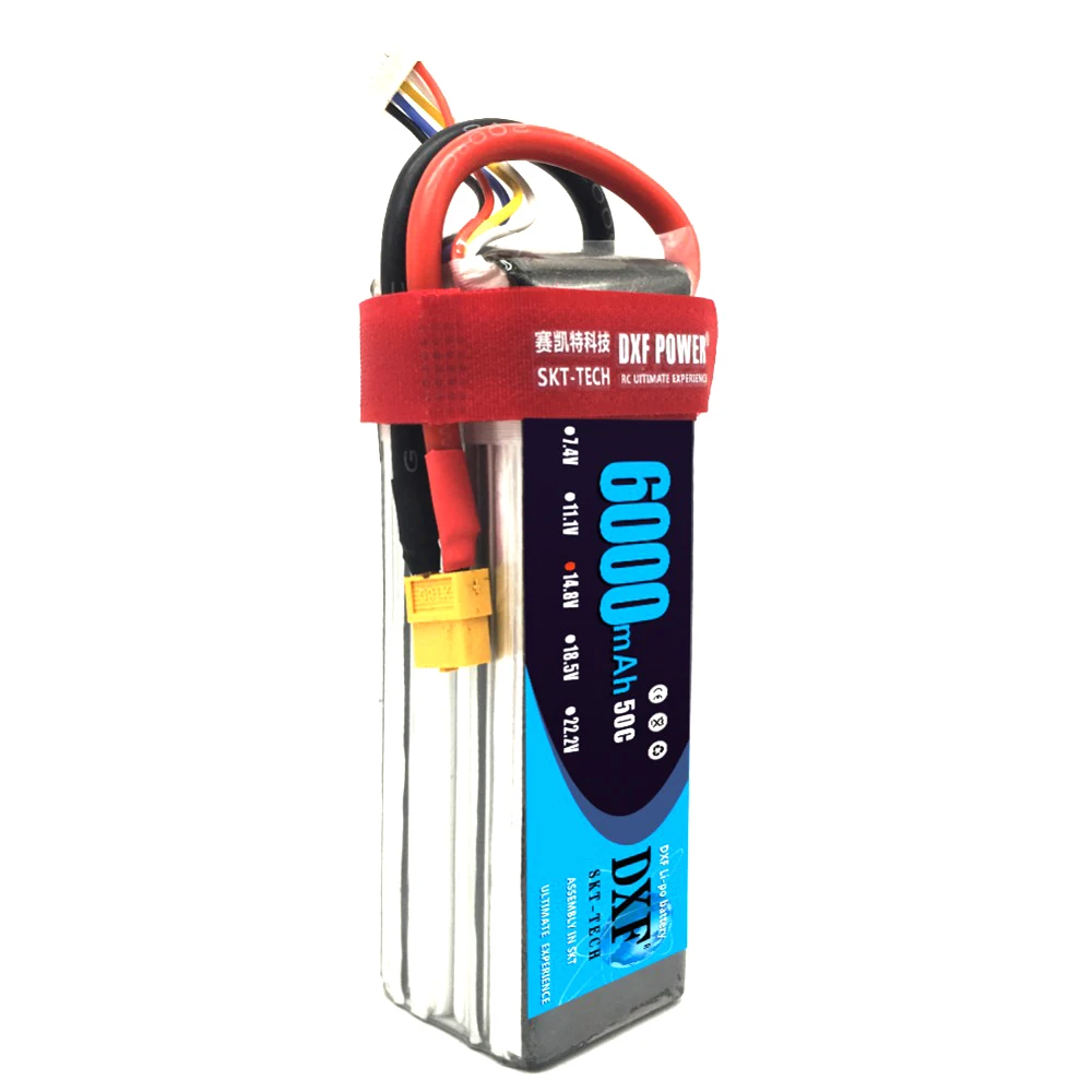 

DXF 4S Lipo Li-Polymer Battery 14.8V 6000mAh 50C Burst 100C Hard Case AKKU for 1:8 RC Car Quadcopter Helicopter Airplane