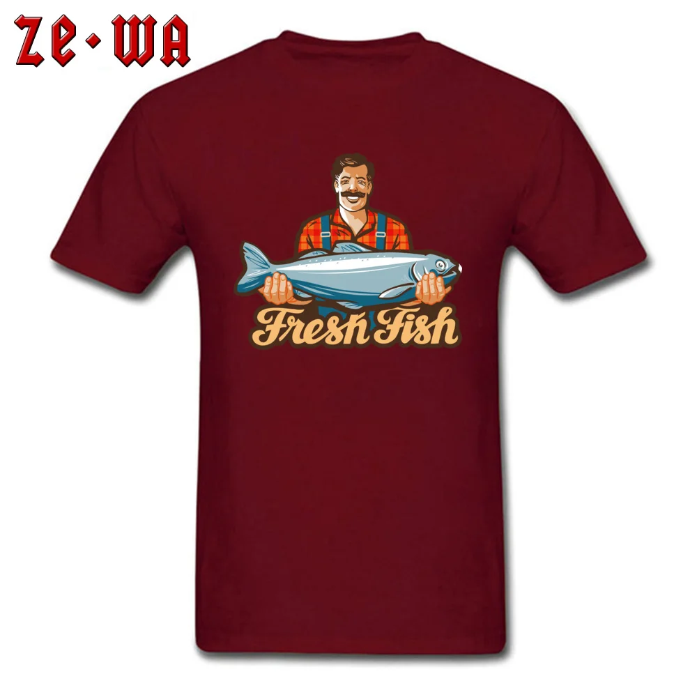 fish store design Tshirts Street Short Sleeve Family O Neck Pure Cotton Tops Shirts Design Tops & Tees for Men Summer fish store design maroon