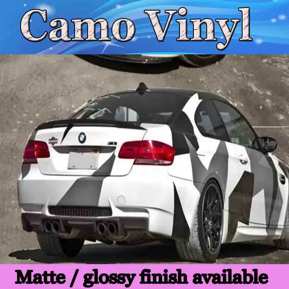 New Large Black white grey Pixel Camo Vinyl Car Wrap Styling With Air