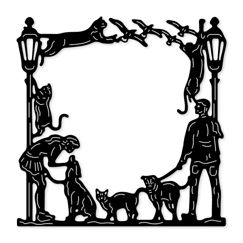 

HamyHo Streetlight People Frame Crafts Metal Cutting Dies Scrapbooking for Making DIY Paper Album Card Embossing Dies