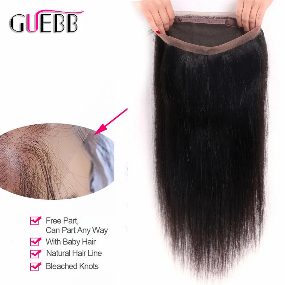  Abdo 360 Lace Frontal Closure Straight 360 Frontal Closure With Baby Hair Indian Hair Remy 100% Hum