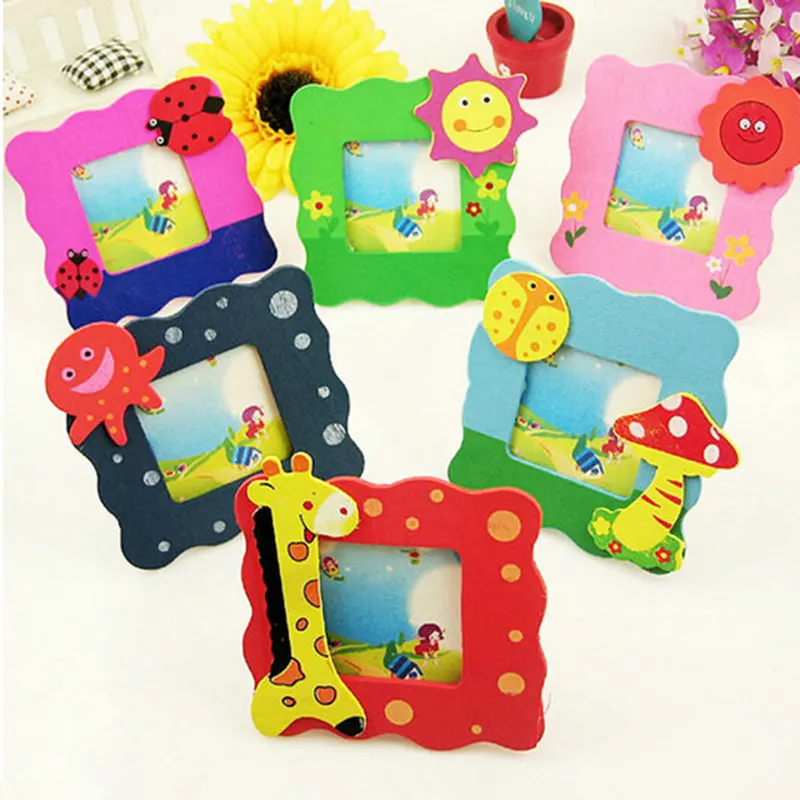 Home Decor Portable Mini Photo Frame Square Cute Cartoon Wooden Photo ...