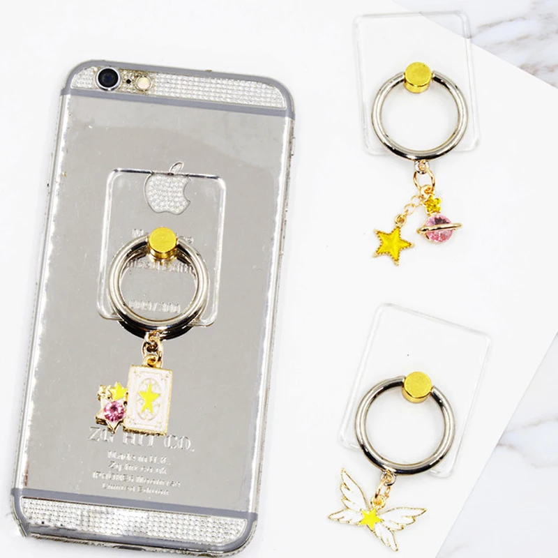 2018 New Design 1 Piece ABS Transparent Mobile Phone Finger Ring Holder Cute Cartoon Phone Holder Ring Stand for Samsung iphone