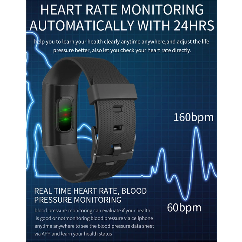  Hembeer HY11 Smart Band Heart Rate Monitor Fitness Bracelet Blood Pressure Monitor Pedometer Sport  - 33051418598