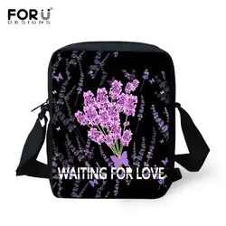 FORUDESIGNS/Детские сумки-мессенджеры с цветочным принтом лаванды, Женская Повседневная мини-детская сумка через плечо для девочек, сумка через
