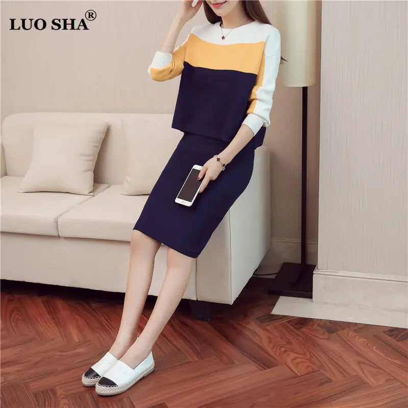 Костюм двойка женский полосатый из Свитера и юбки|set suit|skirt setsuits for women |