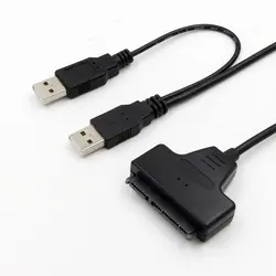 Черный свет штыревой адаптер USB 2,0 к SATA 7 + 15 Pin 22 для 2,5 "HDD жесткий диск с USB кабель питания магазин оптовая продажа