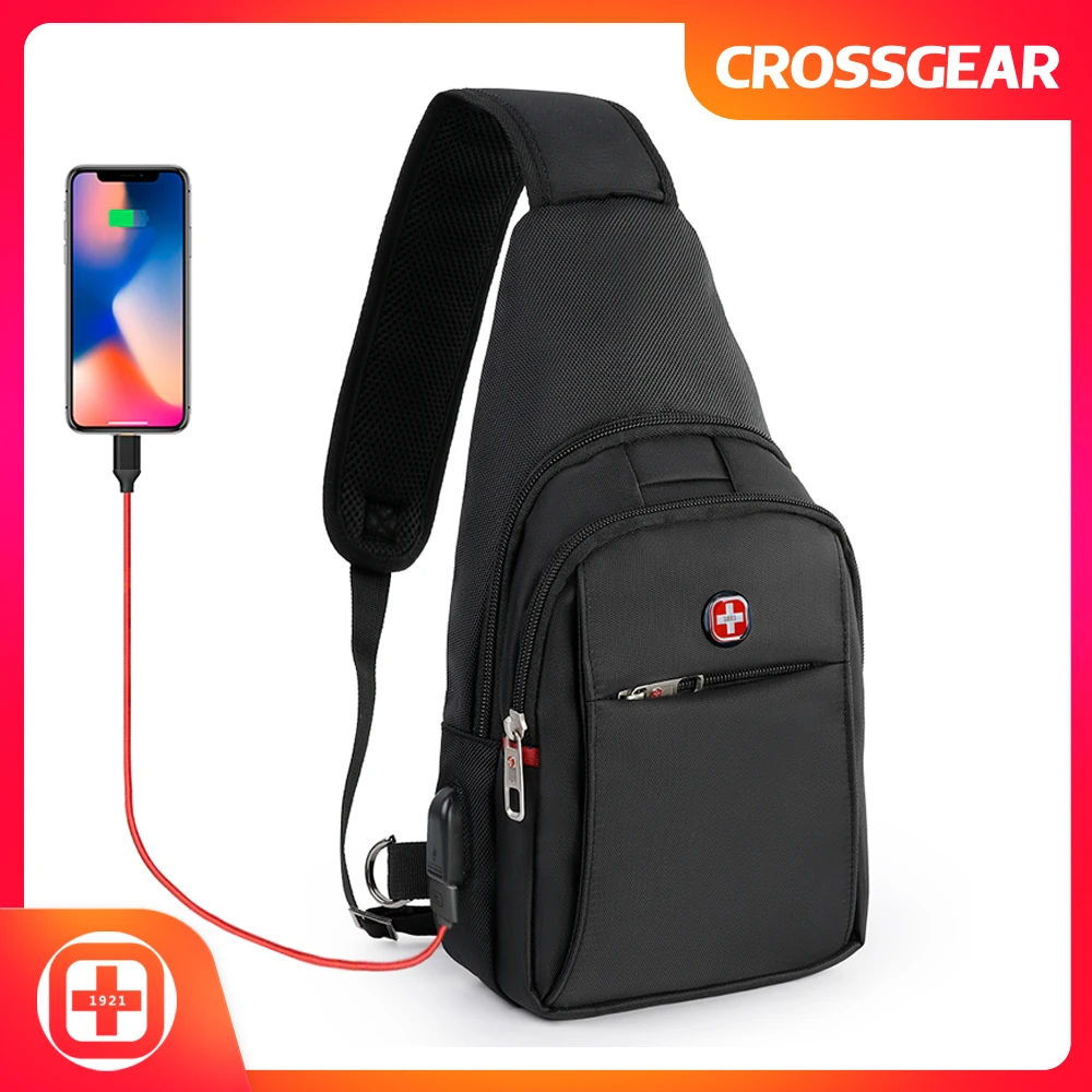 

CROSSGEAR Business Shoulder Bag Travel Anti Theft Slim Durable Bag with USB Charging Port,Water Resistant
