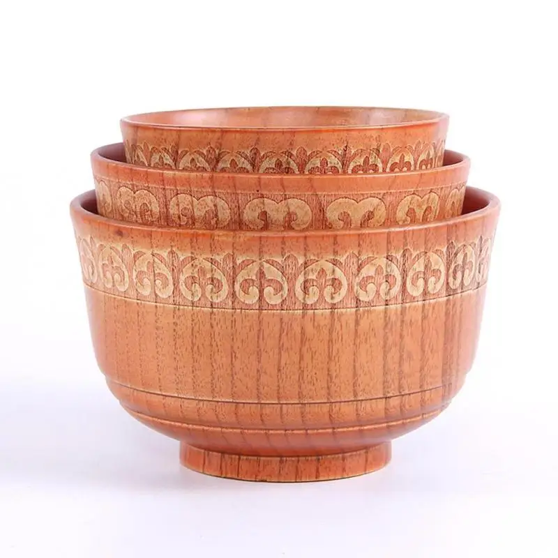1Pc Healthy Wooden Tableware Japanese Soup Bowls Wood Bowl For Children