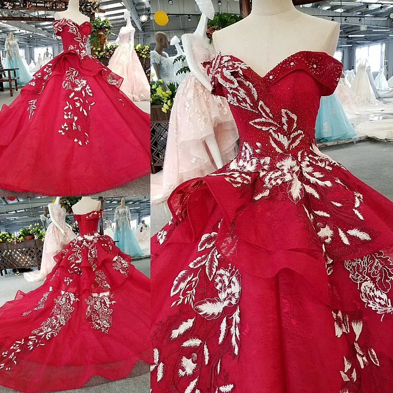 LS00373 красное вечернее платье бальное с открытыми плечами милое длинное vestido de festa