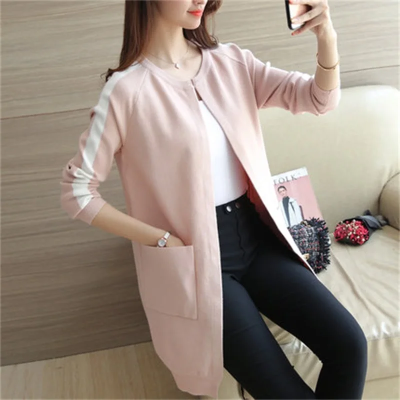 

2017 Spring Cashmere Cardigan Female Medium-Long Wool Sweater Loose Long-sleeve Plus Size sweater