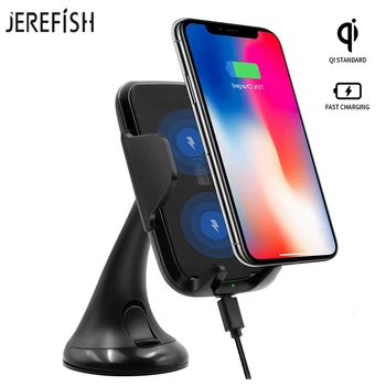 

JEREFISH Wireless Charger Car Mount QI Standard Adjustable Wireless Charger Holder for iPhone X 8 8 Plus Note 8 S8 Plus S7 Edge