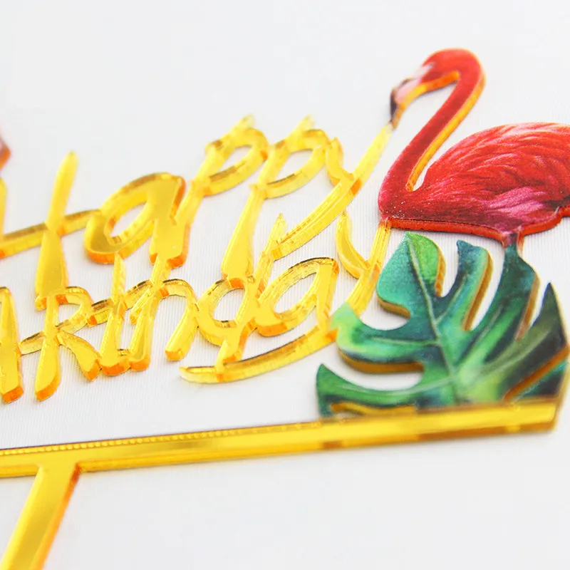 Золотой Единорог акриловые топперы для кексов Фламинго Топпер для торта «С Днем Рождения» флаг детская вечеринка украшения день рождения поставки