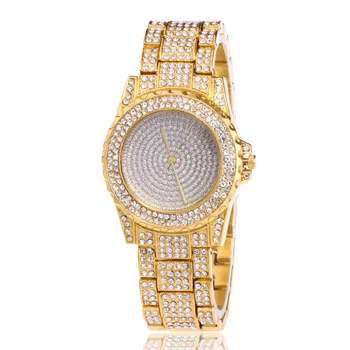 

Women Minimalist Fashion Watch Women Dress Wristwatch crystal diamond Golden Watch Full drill Relogio Faminino zegarek damski