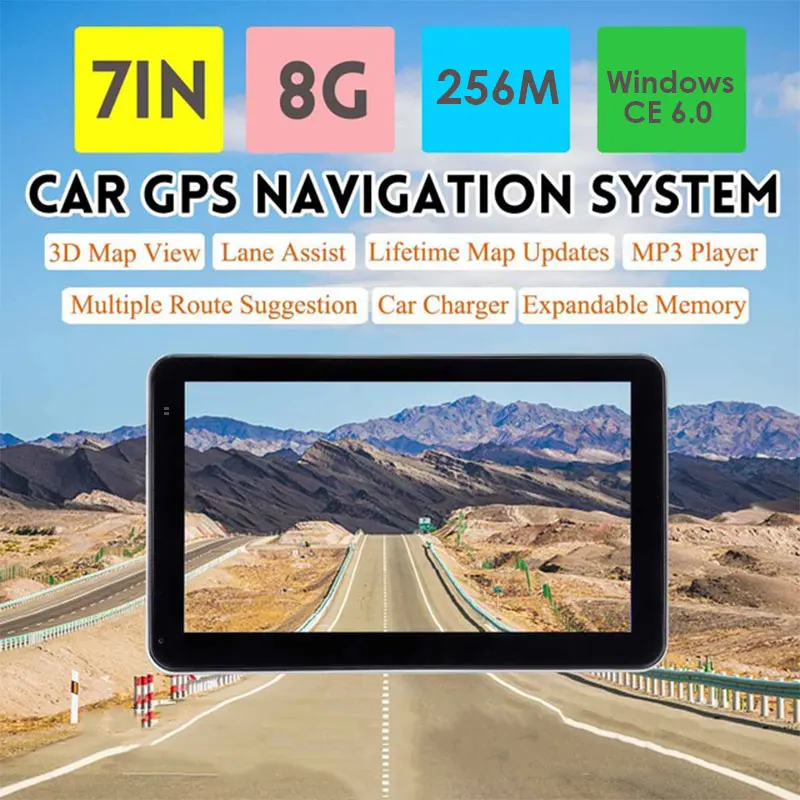 ABS 7 дюймов gps навигации автомобиля речевых сообщений отсутствуют карты маршрута Универсальный Сенсорный экран fm-выбросов практичное