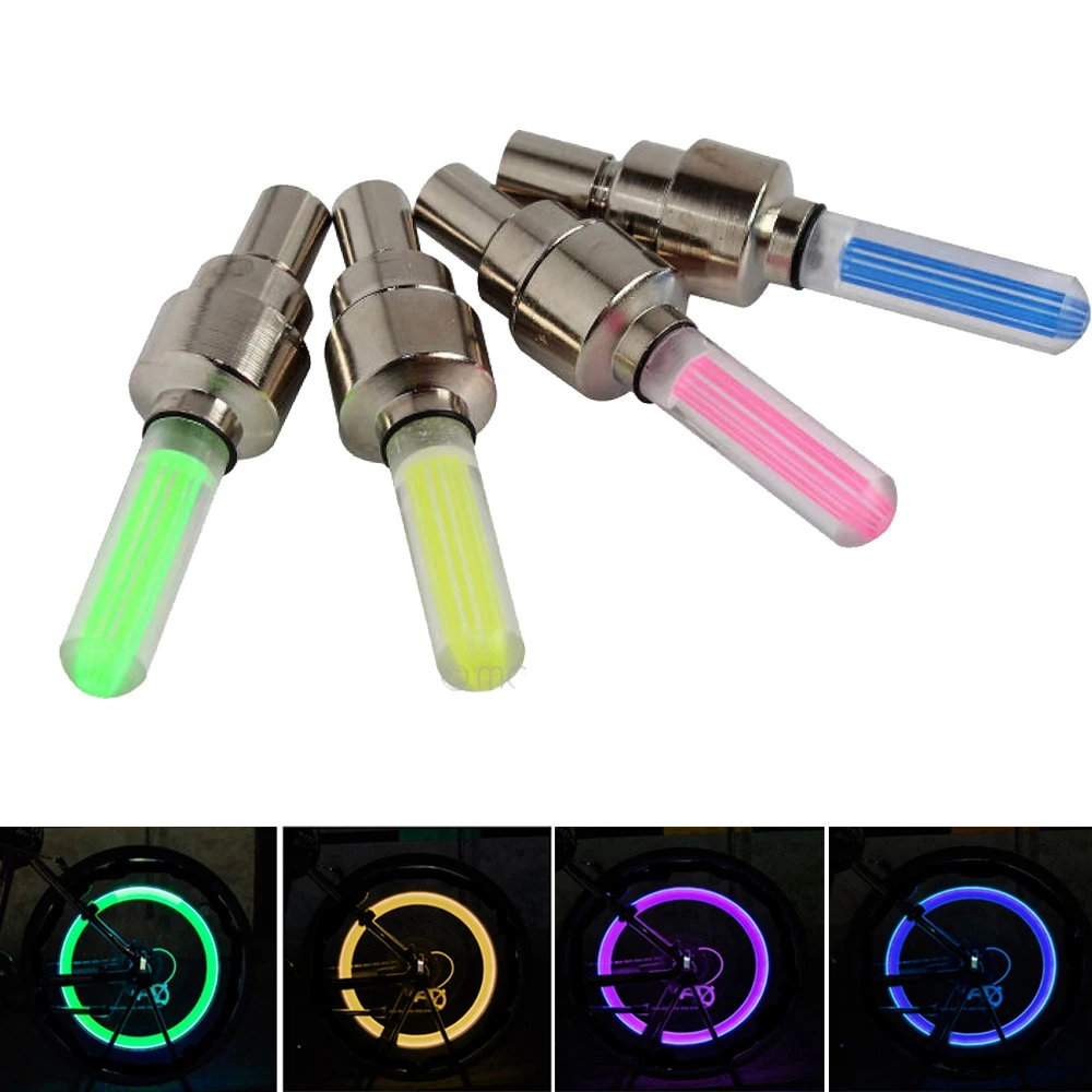 

2018 New 1Pcs Bicycle Wheel Tire Tyre Valve Cap Flash LED Light Spoke Lamp for Bike Car Motorcycle Cycling Sports Parts2542