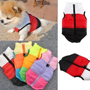 

Dog Cat Coat Warm Patchwork Vest Jacket Pet Clothes Winter Apparel Puppy Costume