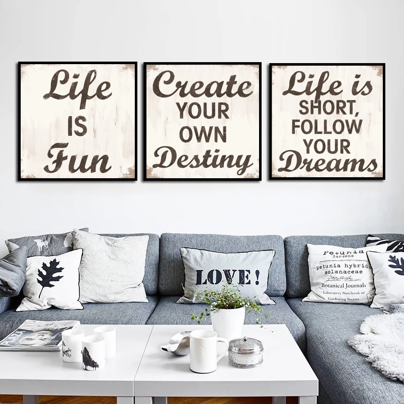Character Art Posters and Prints Wall Canvas Painting Positive Language Decoration Pictures for Living Room Frameless | Дом и сад