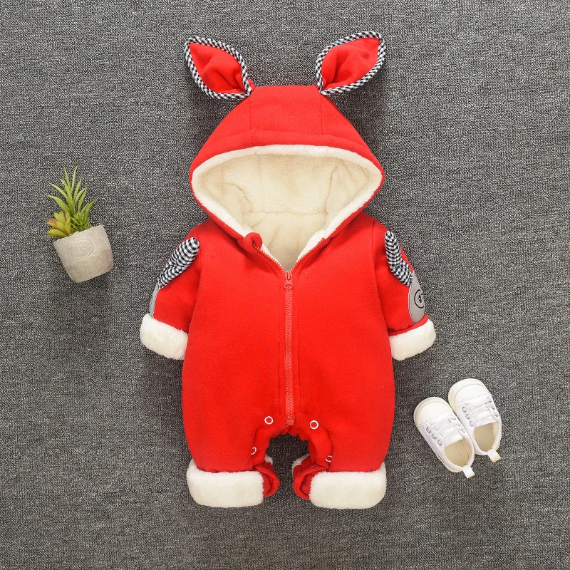 

Newborn Baby Boys Girls Thick Romper Infant Winter One Pieces Infant Clothes 0~24 Month