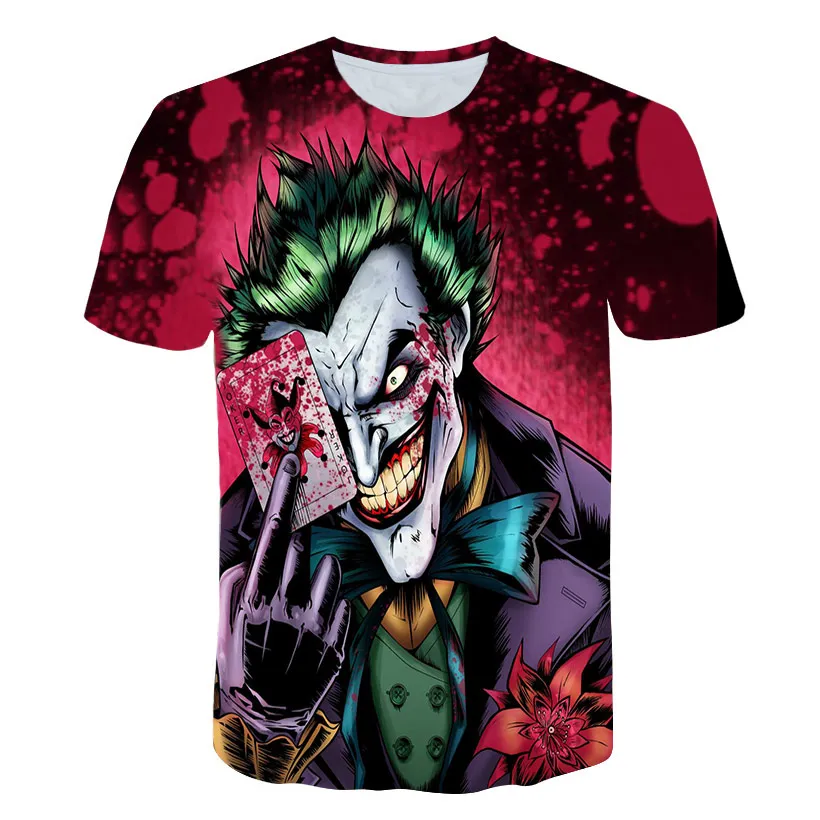 

Gothic Horror Half Face T shirt Funny Magic Cards Character Joker Clothing Design 3d t-shirt Print Poker digital Tees Zombie