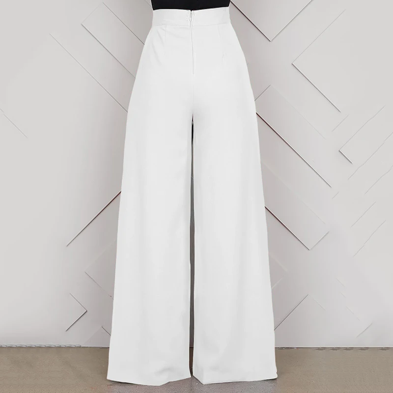 Versear элегантные женские брюки с высокой талией осенние модные белые дамские офисные мешковатые широкие брюки на молнии pantalon femme