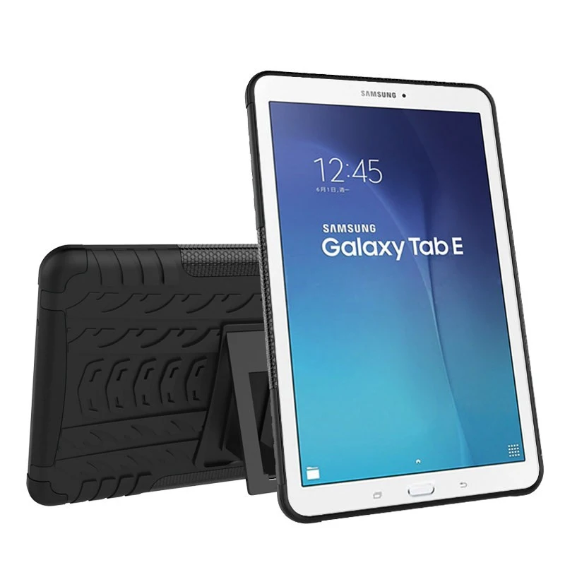 Жесткий силиконовый чехол Amor для samsung Galaxy Tab E 9,6 T560 T561, чехол для планшета samsung T560, Чехол+ пленка+ ручка - Цвет: black