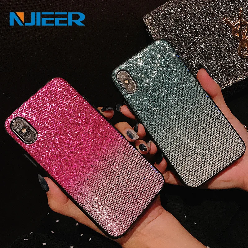 

Luxury Brand Glitter Phone Case for iPhone X XS MAX XR Gradient Sequins Diamond Cover Coque Case for iPhone 7 8 6 S 6S Plus Capa