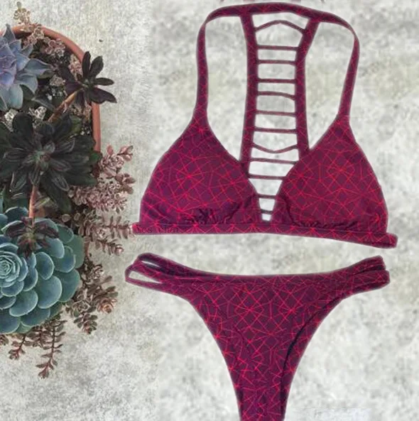 

Melphieer brand new arrival 2018 sexy women bikini wine red swimsuits swimwear super sexy bikini Brazilian bikinis set biquinis