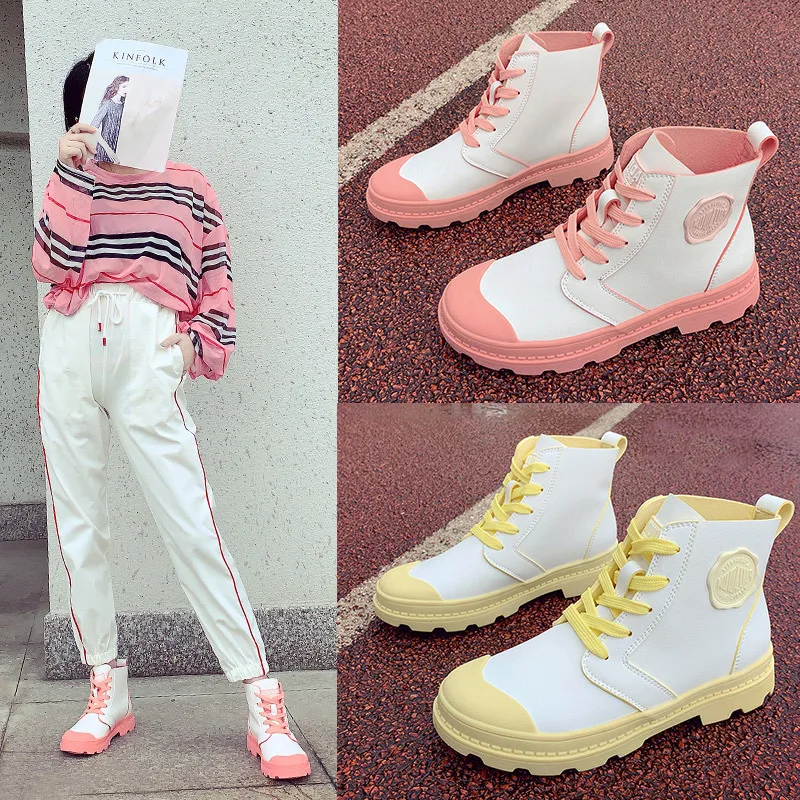 

boots women shoes 2019 fashion solid flats sneakers ladies botas mujer lace-up ankle boots casual shoes woman