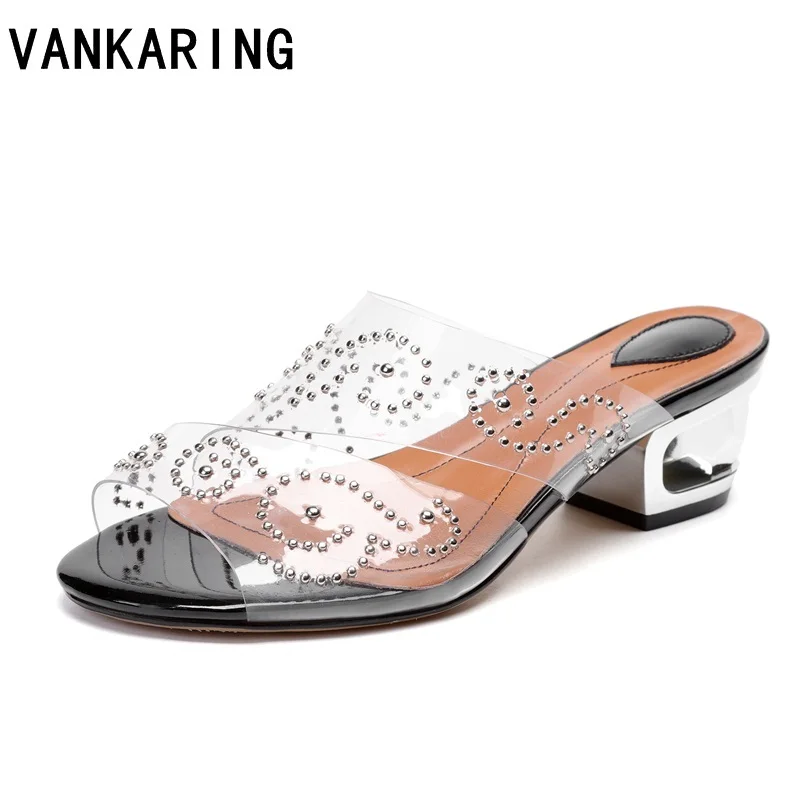 

brand flip-flop shoes women fashion rivets pvc sandals women casual beach dress shoes gladiator summer sandals black shoes mules