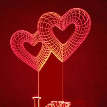 

Creative 3D Led Valentine's Day Romantic Gift Visual Love Heart Shape Lighting Fixture Usb Atmosphere Desk Lamp Sleep Nightlight