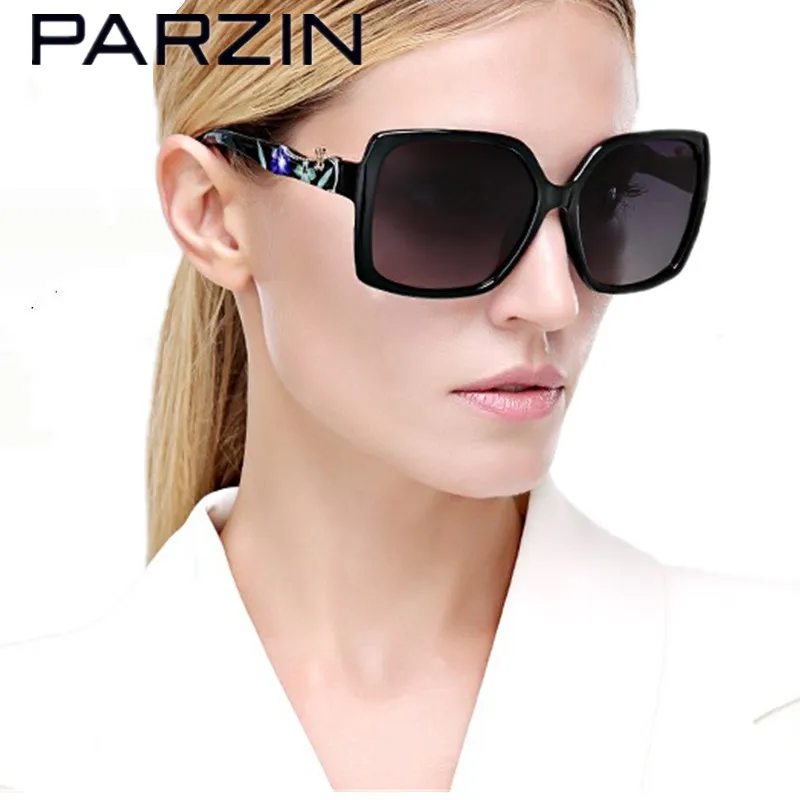 

Parzin Elegant Print Sunglasses Women Polarized Women's Sun Glasses Black Female Driving Glasses With Case 9509