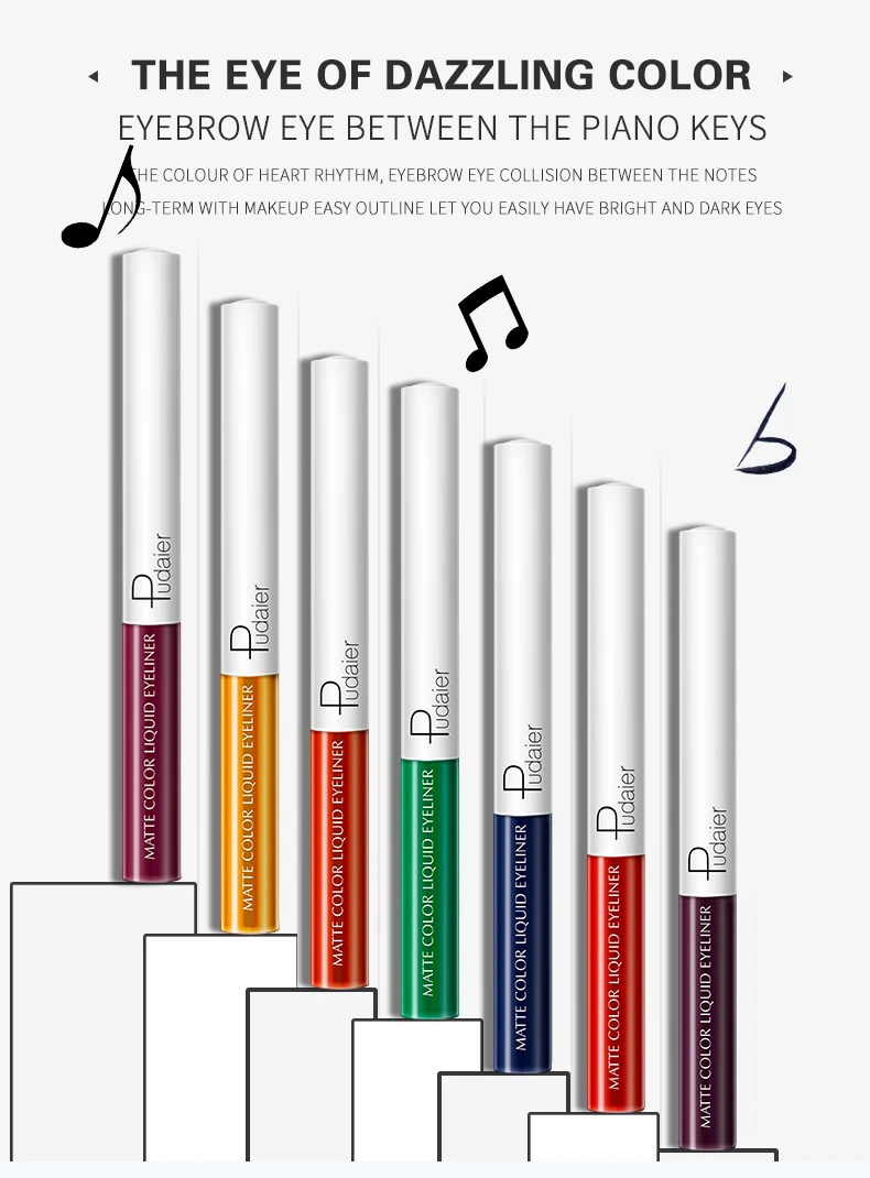 Pudaier, 15 цветов, матовая, быстросохнущая, жидкая подводка для глаз, карандаш для макияжа, водостойкий, стойкий, цветные пигменты, подводка для глаз, Косметическая ручка