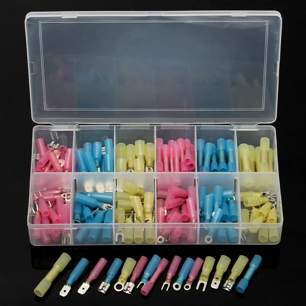 

148 pcs Assorted Wire Connector Insulated Electrical terminal Crimp Connectors Red: 22-16AWG Blue: 16-14AWG Yellow:12-10AWG