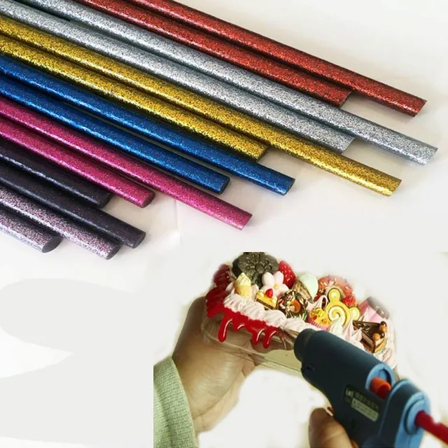 7mm*10 mm Glitter Multicolor Hot Melt Glue Sticks for Electric Glue Gun Craft Alloy Album Repair