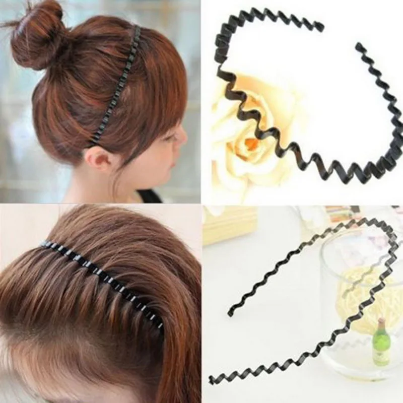 Шикарный мужской Для мужчин женский черный волнистые Hairbands Невидимый