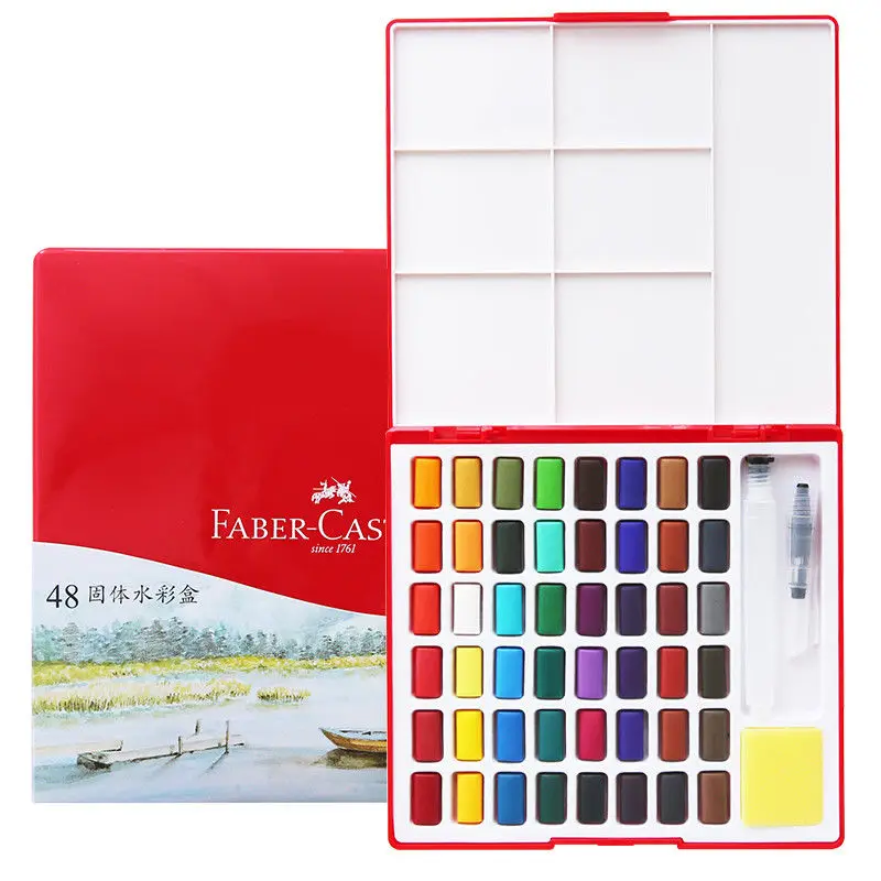 FABER-CASTELL 24/36/48 Цвета однотонные пирожные, нарисованные акварелью Краски s Набор для рисования Краски