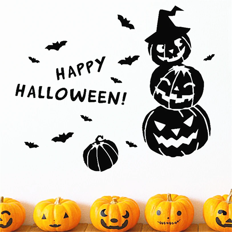 Halloween Pumpkin Wall Sticker Kids Cartoon Mural Shop Window Sticker