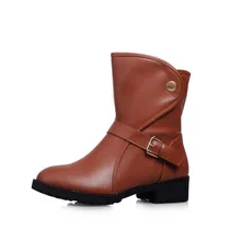 Большой размер 34-43, новые женские ботинки с круглым носком и пряжкой, ботильоны с завязками модная теплая Повседневная обувь на каблуке, зима, весна, осень, B21