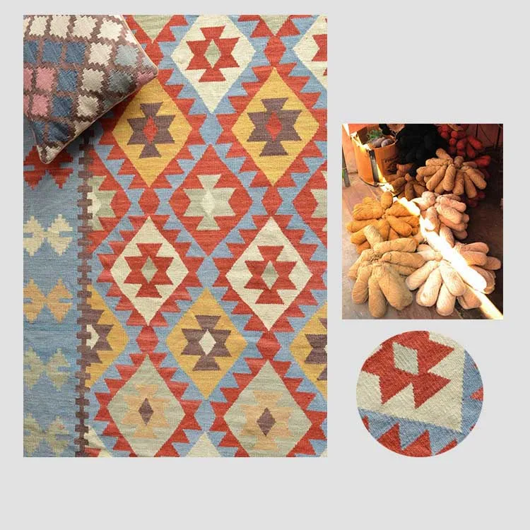 Cheap Kilim 100% wool handmade Carpet geometric Indian Rug plaid striped Modern contemporary tapestry mat design Bohemian Nordic style 7